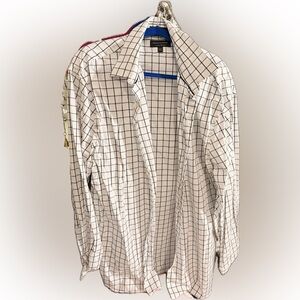 Banana Republic White and Black Checkered Dress Shirt